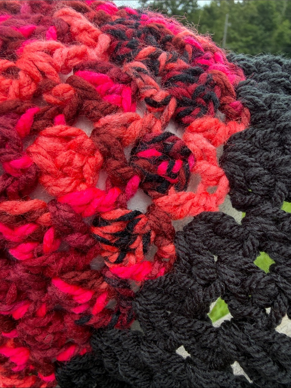 Handmade Crochet Acrylic Bucket Hat | Black & Pink | One Size - Picture 5 of 6